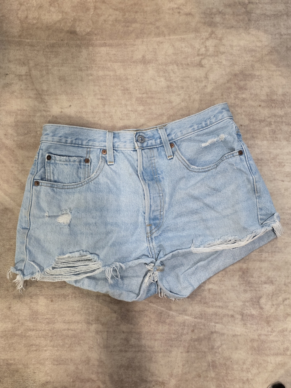 Levi's Light Blue Distressed Denim Cutoff Shorts